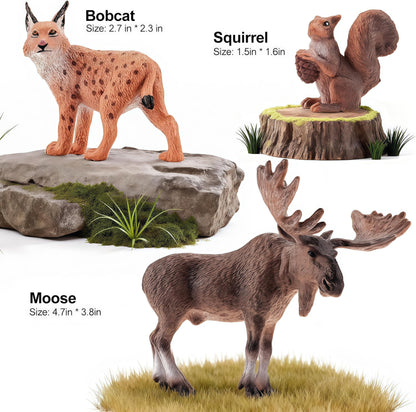 12PCS Large North American Animal Figurines, Realistic Safari Woodland Jungle Animals Figures Toys Includes Crocodile,Wolf,Bear,Deer Cake Toppers Birthday Gift Party Favors Toys for Toddlers 🍁 All In One Marketplace Canada