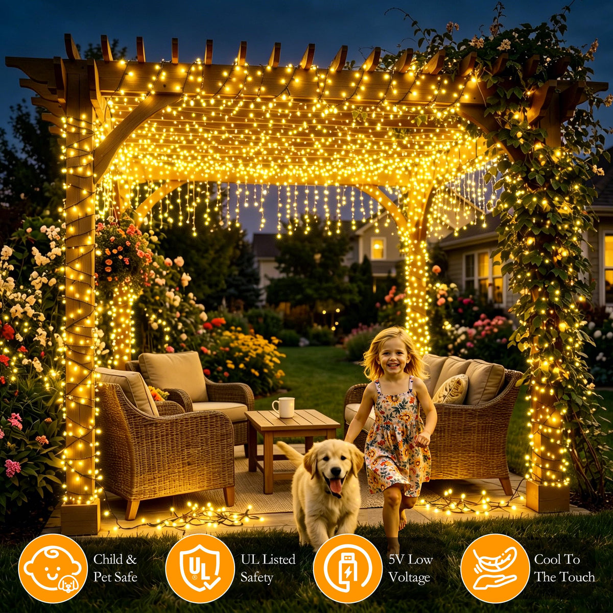 Soagrc 66FT 200 LED Warm White Fairy Lights, Dark Green Wire 8 Modes Timer, IP44 Waterproof Outdoor Indoor String Lights for Patio Garden Backyard Bedroom Classroom Weeding Christmas Decor 🍁 All In One Marketplace Canada