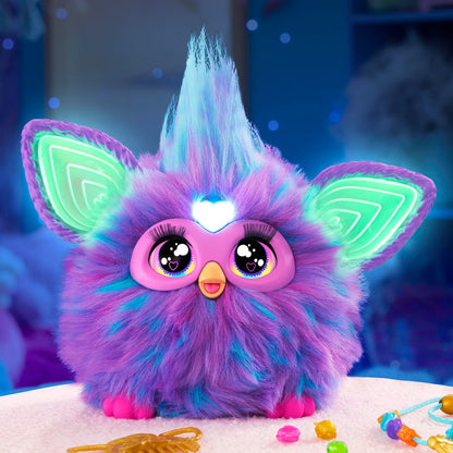 Furby Purple, 15 Fashion Accessories, Interactive Plush Toys for 6 Year Old Girls & Boys & Up, Voice Activated Animatronic (English Version)