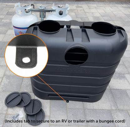 Flame King Dual 30LB LP Propane Tank Light Plastic Heavy Duty Cover for RV, Travel Trailer, Camper - Black Flame King