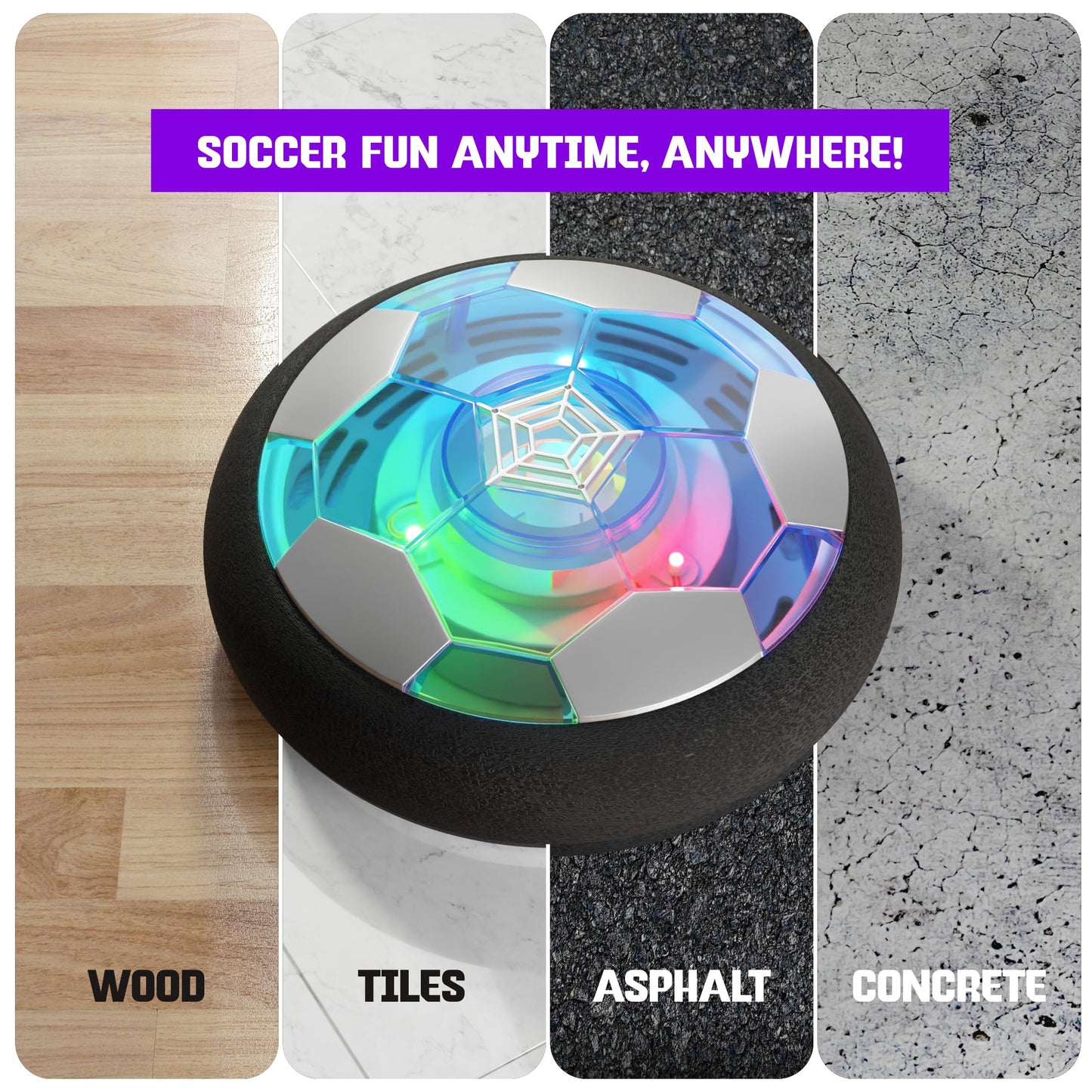 Ninja Blast Hover Soccer Ball for Kids - Boy Birthday Gifts - Indoor Toy Games Gift for Boys Age 6, 7, 8, 9, 10, 11, 12 Year Old - Light-Up Toys Game for Kid - 6-8, 8-12 - Gifts for 8 Year Old Boy