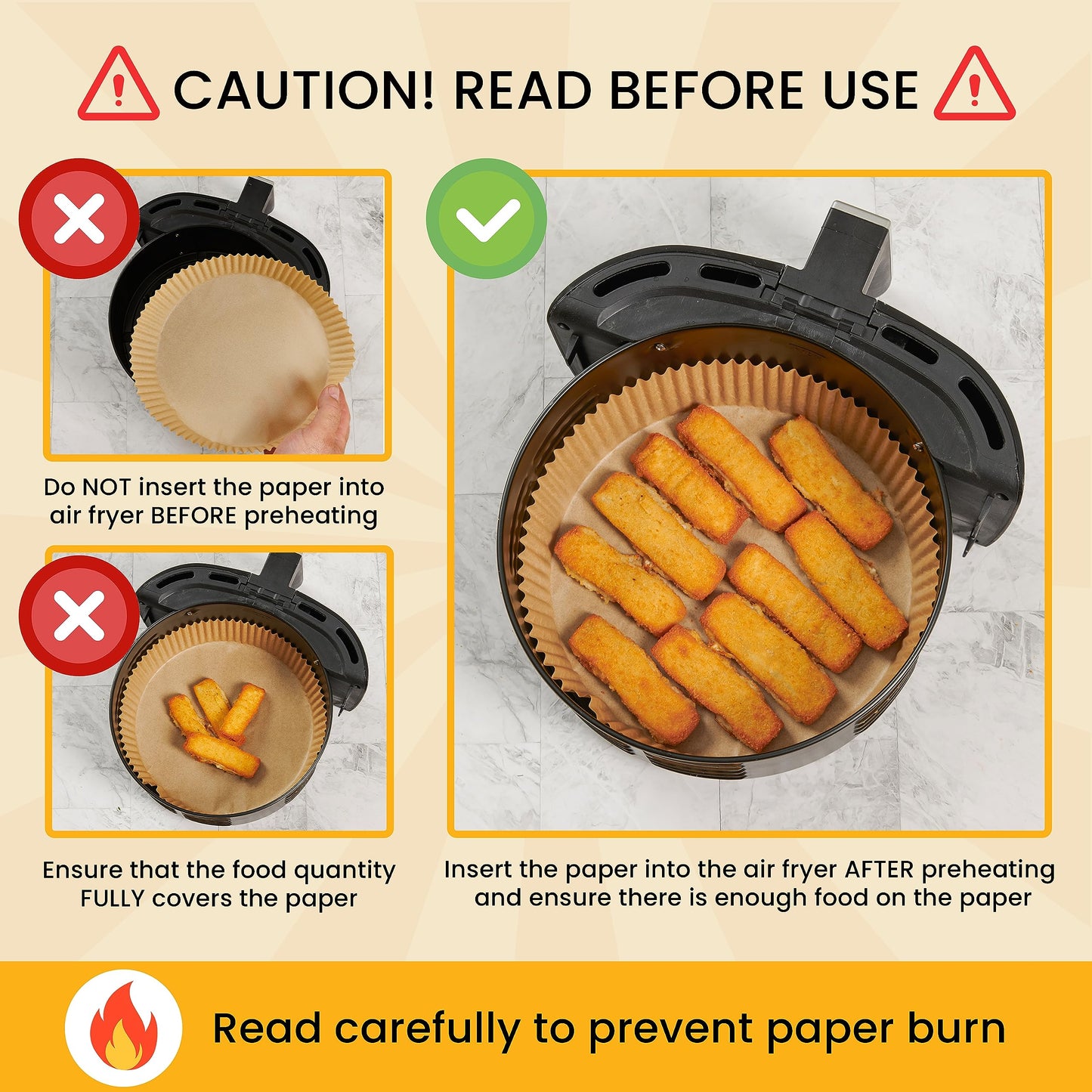 Air Fryer Liners for Ninja, 125 Pcs Round Disposable Airfryer Paper Liners – Non-Stick and Oil Proof for Easy Cleanup – 8 Inch for 5-8 qt Basket by Baker's Signature - Available at All In One Marketplace Canada