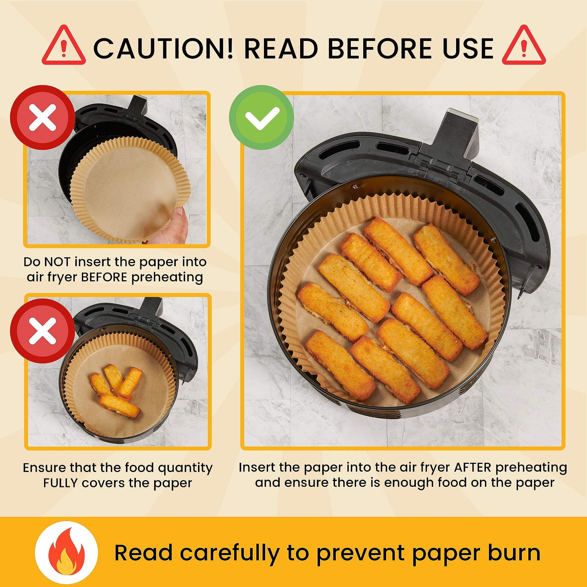 Baker's Signature Disposable 8" Round Air Fryer Parchment Paper Liner, 250 Pcs - Compatible with Up to 5.8 qt Baskets (Package May Vary) - Available at All In One Marketplace Canada