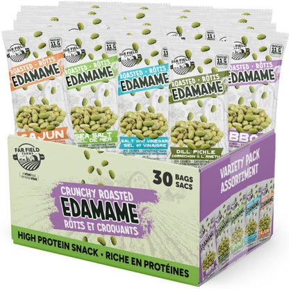 Urbani Far Field Roasted Edamame Variety Pack - 30 x 26g Bags, 11g Protein Per Serving