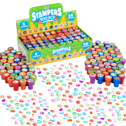 100 Pcs Assorted Stamps for Kids Self-ink Stamps (50 DIFFERENT Designs, Dinosaur, Zoo Safari Stampers) for Party Favor, Carnival Prizes, School, Easter Egg Stuffers, Halloween, Christmas 🍁 All In One Marketplace Canada