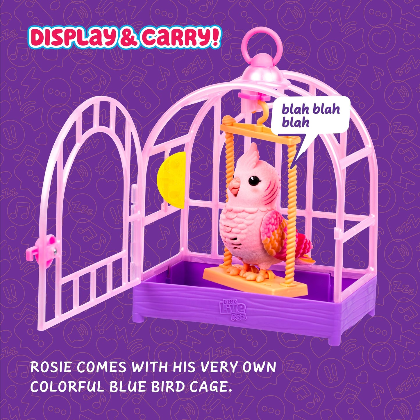 Little Live Pets My Really Real Bird & Cage - Rosie, Interactive, Realistic Pet, 20+ Sounds & Reactions (25cm/9,8in Cage, 10,9cm/4,3in Bird), Records & Repeats or Whistles Back, Carry & Display Little Live Pets