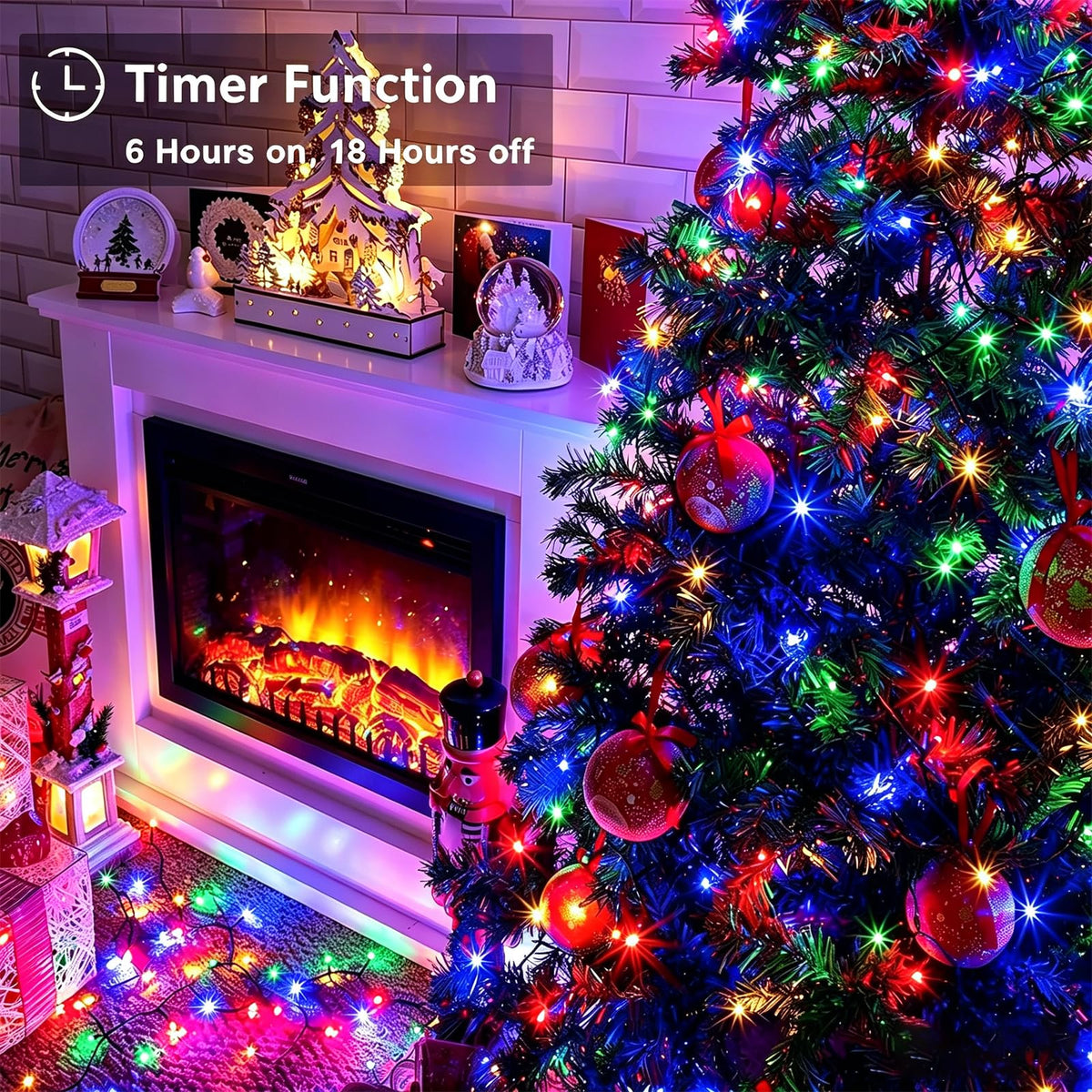 Mewuvn 2Pack 80FT 200 LED Battery Operated Christmas String Lights Outdoor/Indoor, Timer & 8 Modes with Green Wire Christmas Tree Lights, Waterproof Fairy Lights for Xmas Tree Garden(Multicolor) 🍁 All In One Marketplace Canada
