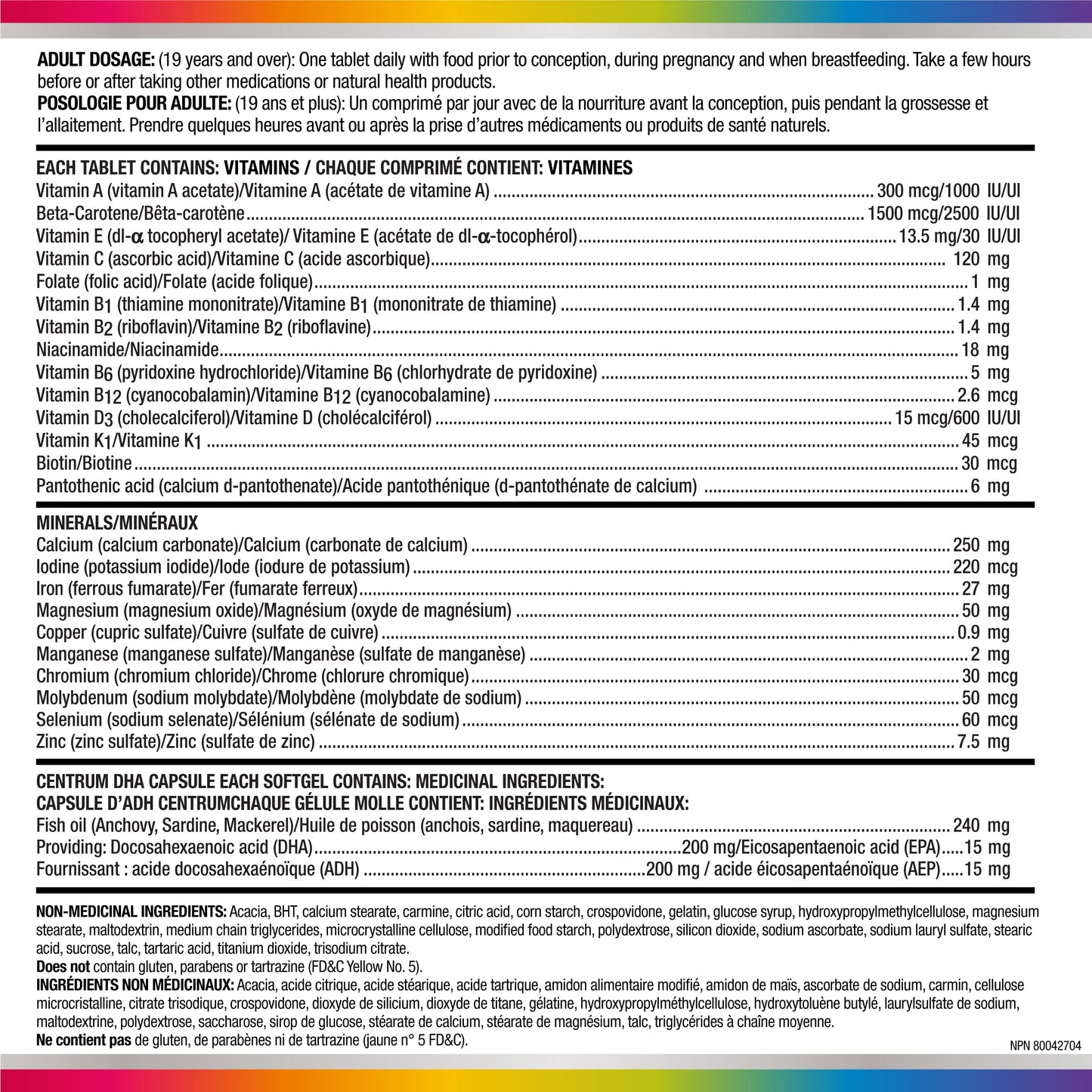 Centrum Prenatal Multivitamins/Minerals with Folic Acid and DHA Multivitamins Supplement with Omega 3, 60 Prenatal Tablets & 60 DHA Softgels (120 Total Count) (Packaging May Vary) - Available at All In One Marketplace Canada