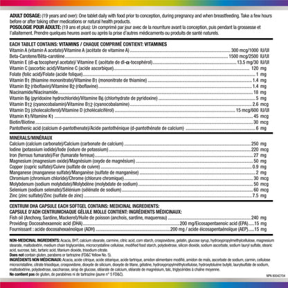 Centrum Prenatal Multivitamins/Minerals with Folic Acid and DHA Multivitamins Supplement with Omega 3, 60 Prenatal Tablets & 60 DHA Softgels (120 Total Count) (Packaging May Vary) - Available at All In One Marketplace Canada