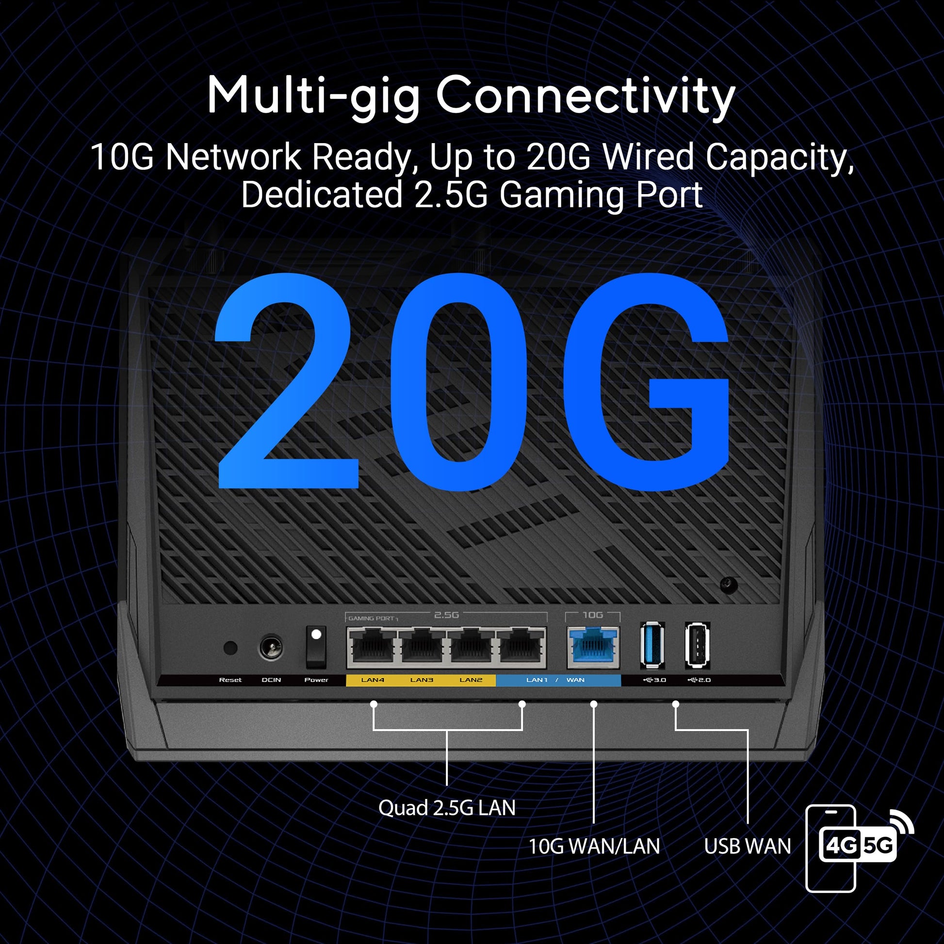 ASUS RT-BE86U WiFi 7 Gaming Router, 10G WAN, 6.8 Gbps, Mesh VPN Compatible Asus