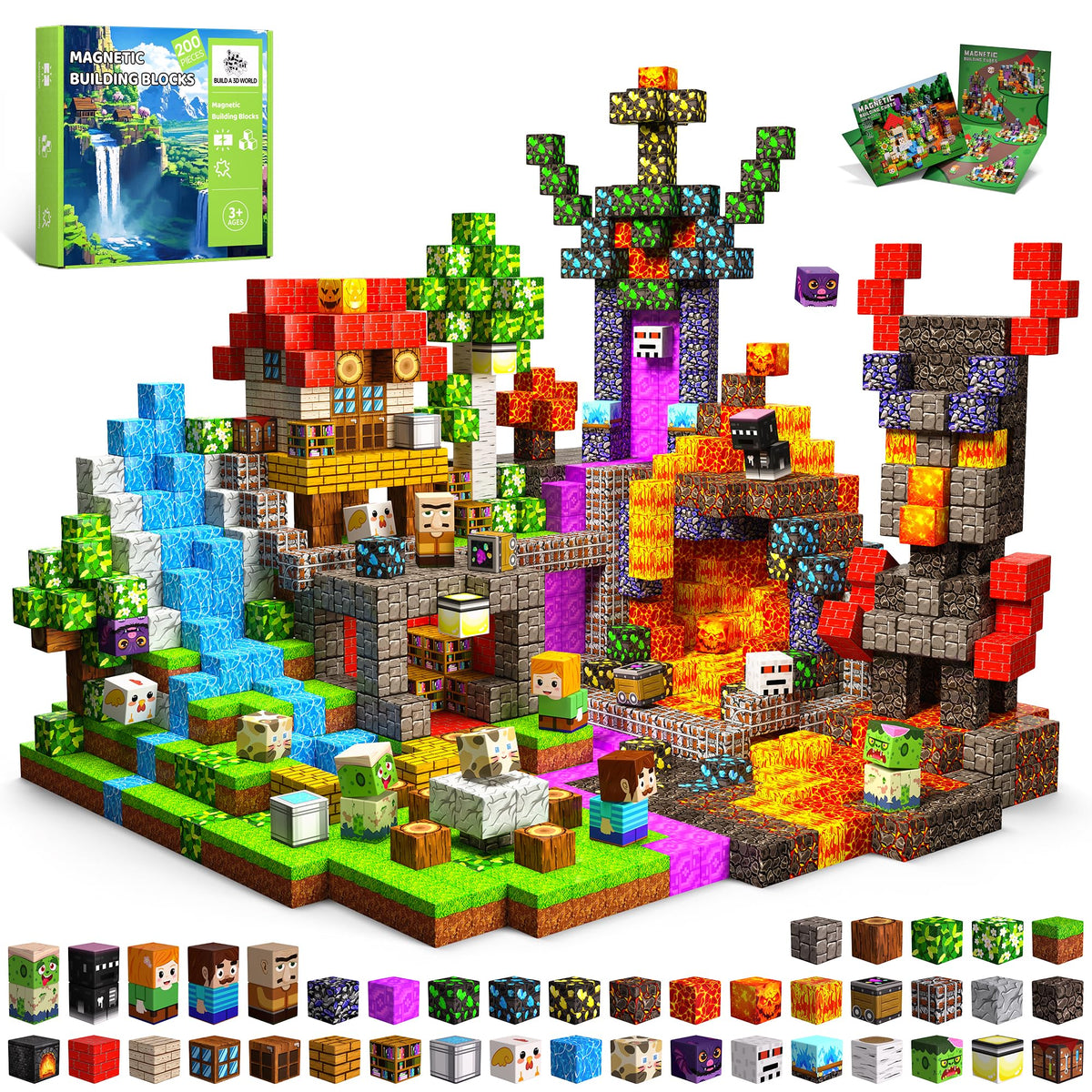200PCS Magnetic Blocks, Toys Building Cubes Set Birthday Gifts for Kids 🍁 All In One Marketplace Canada