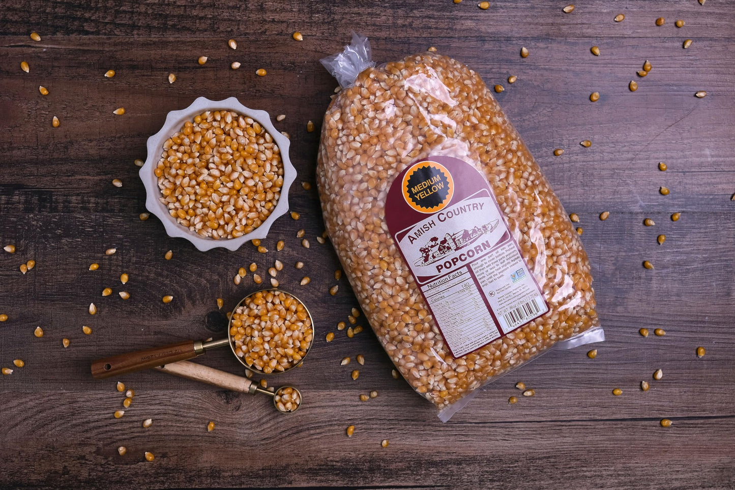 Amish Country Popcorn Medium Yellow Kernels | 6 lb Bag | Non-GMO, Gluten-Free & Nut-Free
