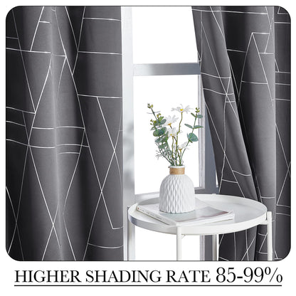 NICETOWN Halloween Blackout Curtains for Living Room - Foil Printed Shiny Stripes Pattern Thermal Insulated Blackout Drapes for Bedroom Kitchen Loft Cafe Window (2 Panels, 52" Wide by 63" Long)