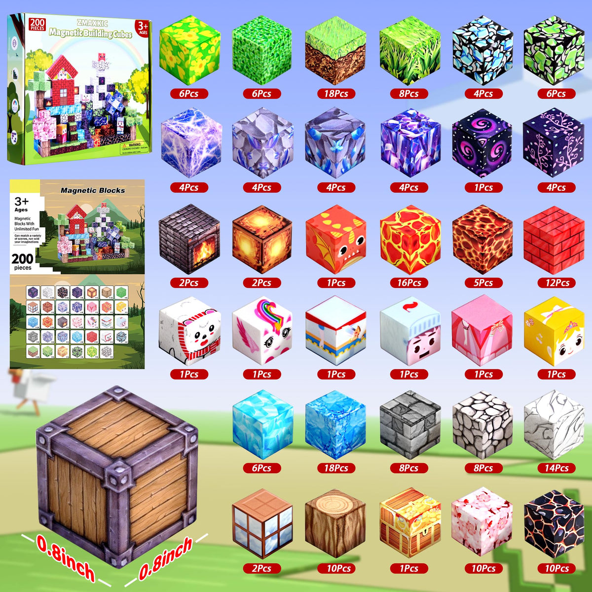 Magnetic Blocks 200pcs, Magnetic Building Cube Toys for Kids, STEM Montessori Magnet Blocks, Sensory Stacking Toy Christmas Birthday Gifts for Kids Age 3 4 5 6 7 8 9 10 🍁 All In One Marketplace Canada