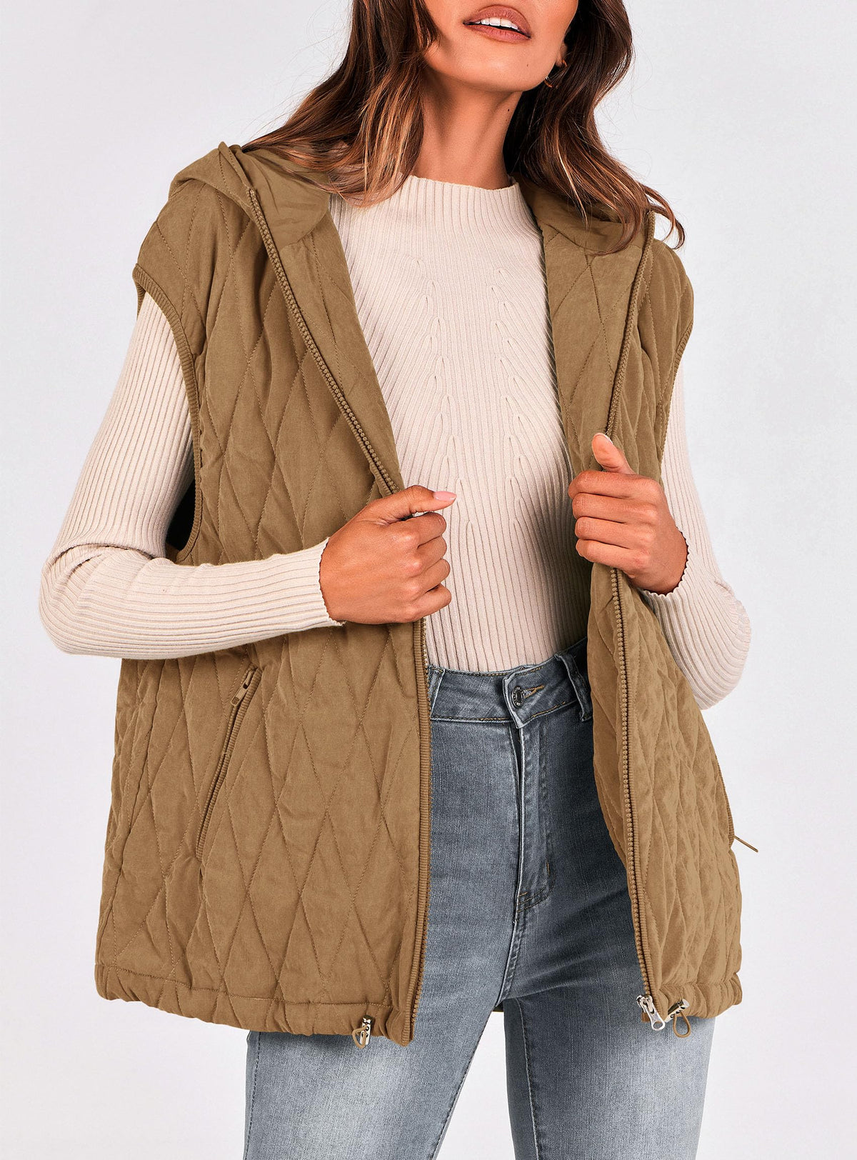 PRETTYGARDEN Women's 2026 Fall Spring Vest Casual Sleeveless Hooded Zip Up Jacket Trendy Winter Coat Outerwear (Camel,X-Large) 🍁 All In One Marketplace Canada