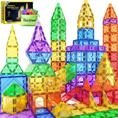Magnetic Tiles Building Blocks 102pcs Advanced Set STEM Toys for 3+ Year Old Boys and Girls Montessori Toys Toddler Kids Activities Games Christmas New Year Gifts 🍁 All In One Marketplace Canada