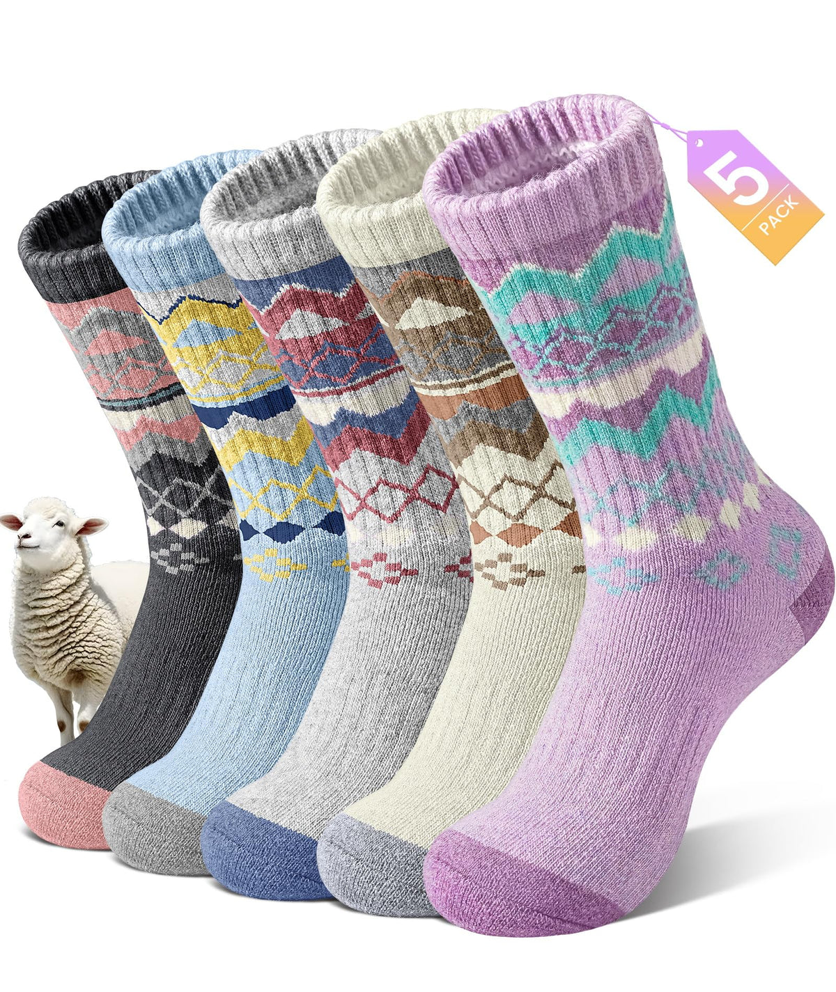 SIMIYA Merino Wool Socks for Women 5 Pairs Extra Thick Winter Thermal Warm 🍁 All In One Marketplace Canada