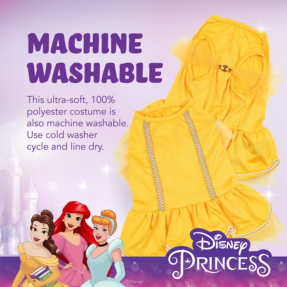 Costume d'Halloween Disney Princess Belle pour animaux Disney for Pets - Très très grand | Costumes d'Halloween Disney Princess pour chiens, costume d'Halloween pour chien sous licence officielle Disney, jaune (FF22919)
