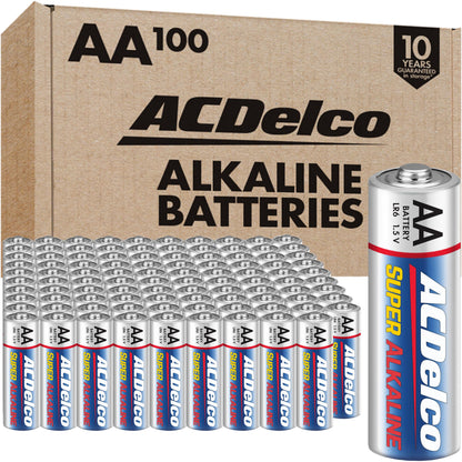 ACDelco 100-Count Double AA Batteries, Super Alkaline Battery, 10-Year Shelf Life, Reclosable Packaging - Available at All In One Marketplace Canada
