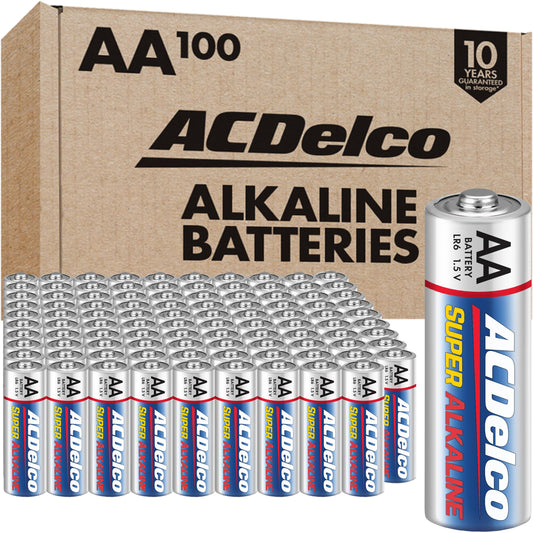 ACDelco 100-Count Double AA Batteries, Super Alkaline Battery, 10-Year Shelf Life, Reclosable Packaging - Available at All In One Marketplace Canada