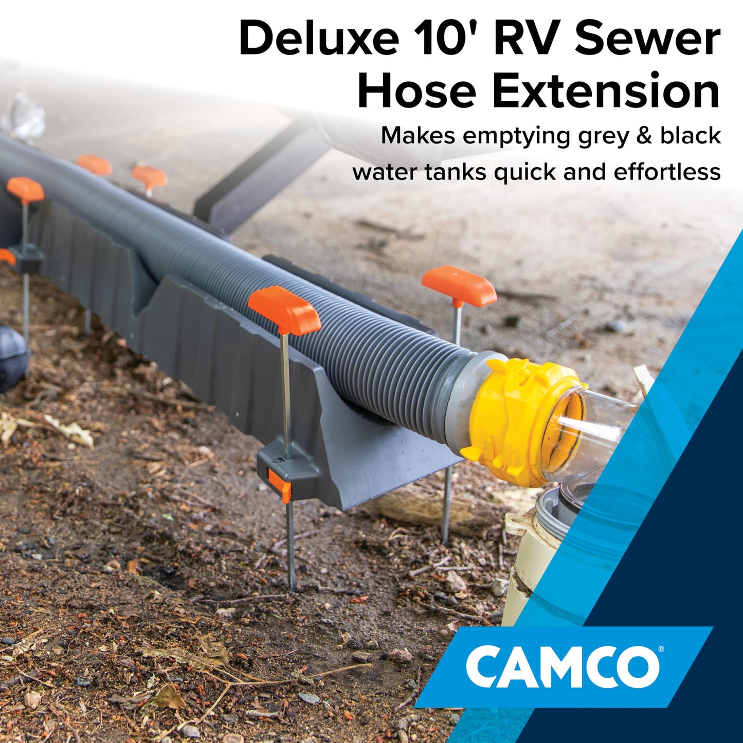 Camco 39665 Deluxe 10' Sewer Hose Extension - Heavy Duty Design with Swivel Fittings, Easy To Use and Compresses For Simple Storage, Storage Caps Included , Gray 🍁 All In One Marketplace Canada