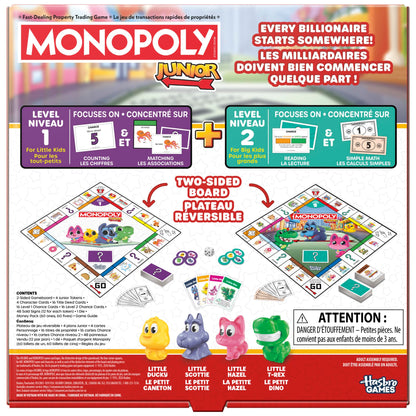 Monopoly Junior Board Game | 2 Games in 1 for Younger Kids, 2-Sided Board | Ages 4+ | 2 - 4 Players | 20 Mins. | Gifts for Preschoolers (English & French Version) Hasbro Gaming