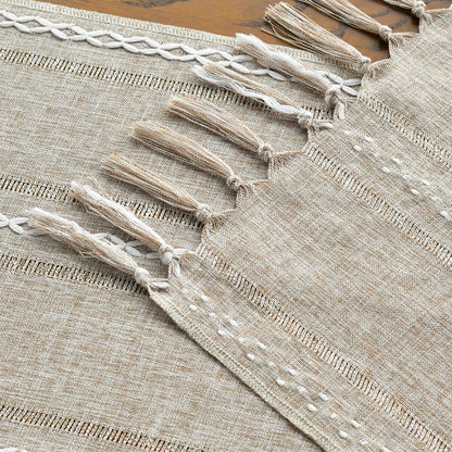 Artoid Mode Boho Latte Beige Tassel Table Runner, Farmhouse Style Kitchen Table Decoration Holiday Wedding Party Dinning Birthday Decor 33x183 cm 🍁 All In One Marketplace Canada
