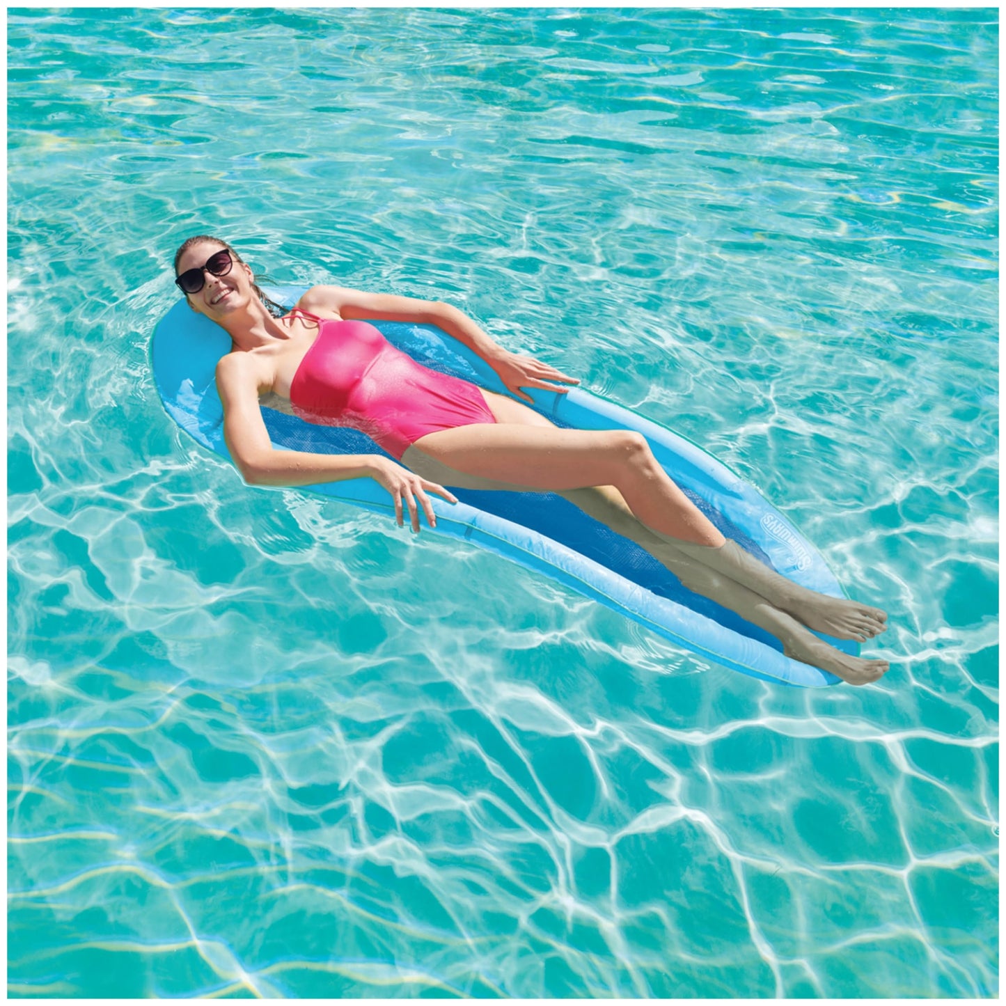 SwimWays Spring Float Premium Hammock Pool Lounger, Inflatable Pool Floats Adult with Fast Inflation for Ages 15 & Up, Sky Blue 🍁 All In One Marketplace Canada