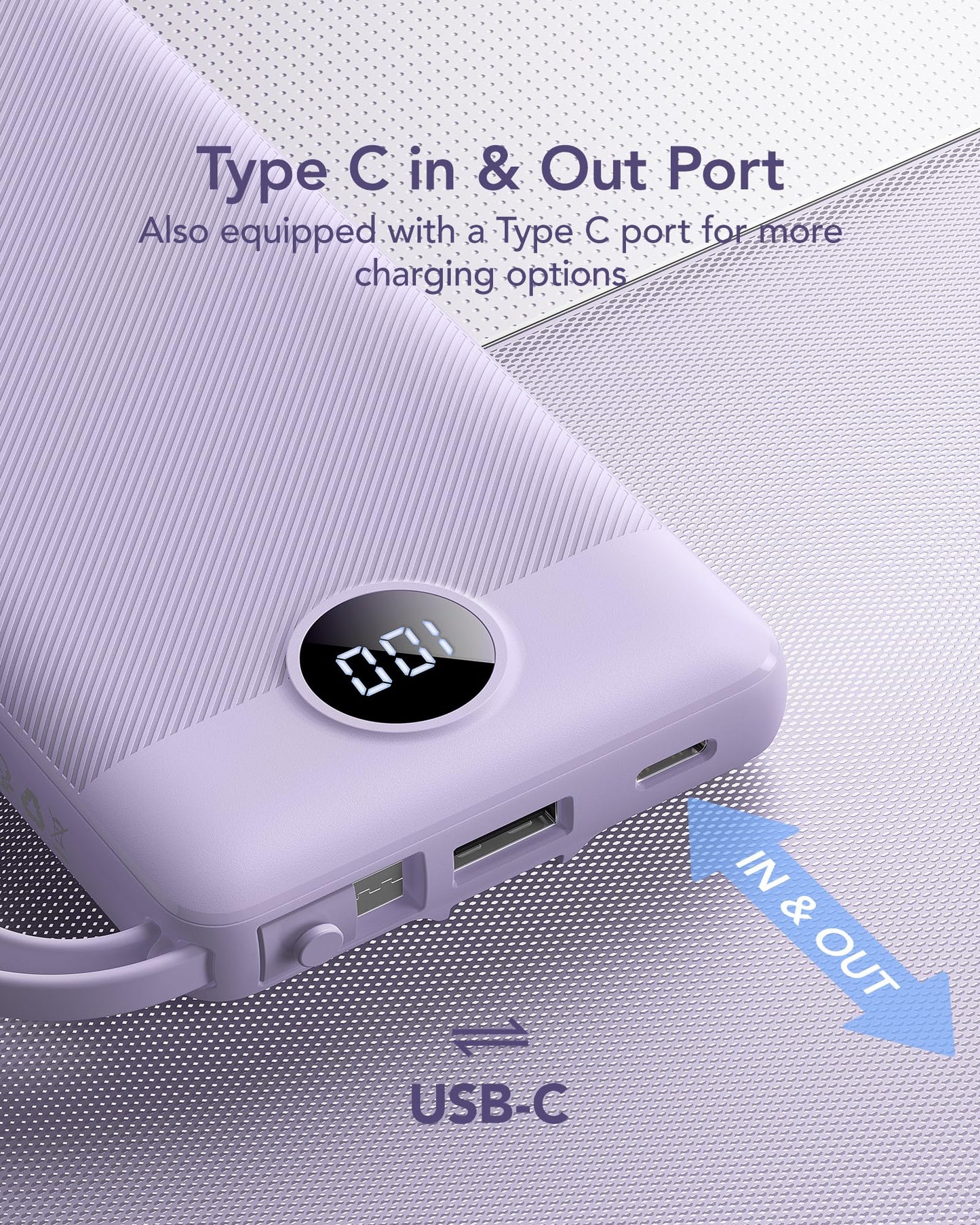 VRURC Portable Charger Power Bank, 10000mAh Travel Essentials Battery Pack