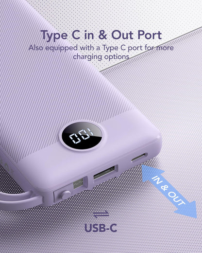 VRURC Portable Charger Power Bank, 10000mAh Travel Essentials Battery Pack