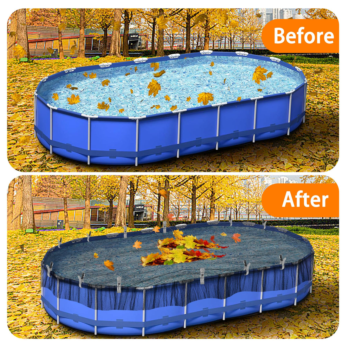 33' x 18' Oval Swimming Pool Leaf Net Cover, Pool Safety Net Blanket 🍁 All In One Marketplace Canada