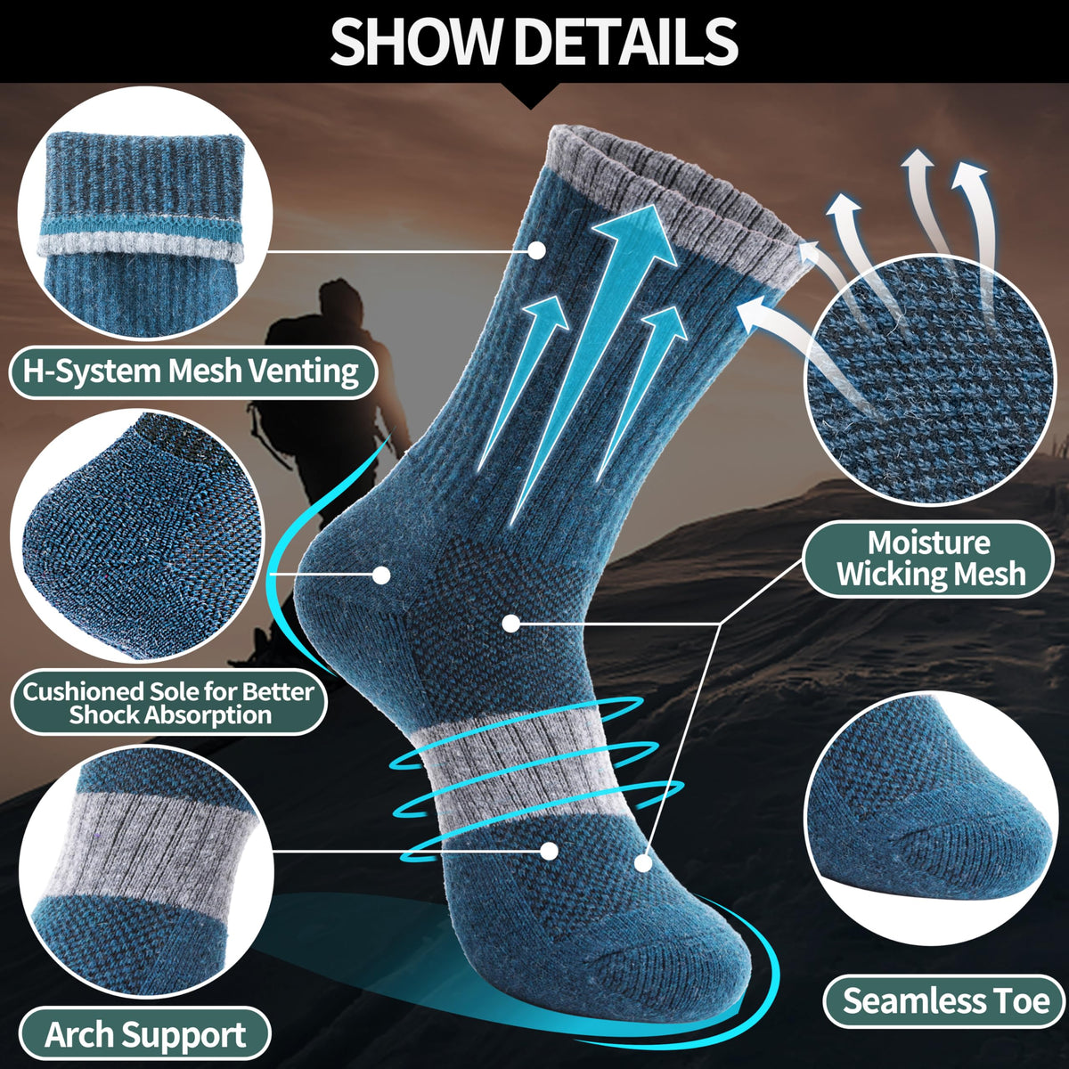 Anlisim Merino Wool Hiking Running Socks for Women, Boot Work Crew Socks 🍁 All In One Marketplace Canada