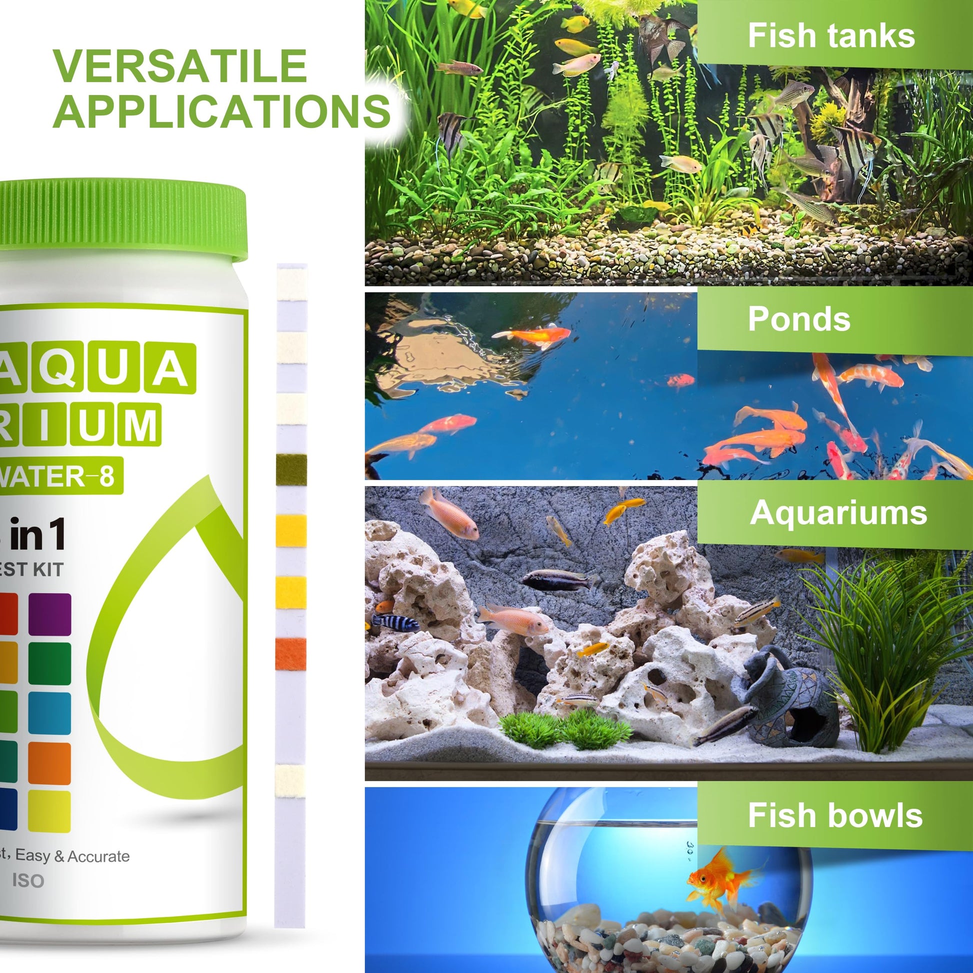 AAwipes Aquarium Ammonia Test Strips 8-in-1 | 50 Strips | Quick & Accurate Water Testing for Freshwater & Saltwater Tanks -Test pH, Carbonate, Alkalinity, Hardness, Chlorine, Nitrite, etc. (K02-50)