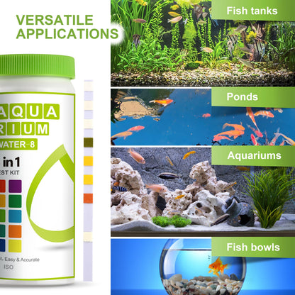 AAwipes Aquarium Ammonia Test Strips 8-in-1 | 50 Strips | Quick & Accurate Water Testing for Freshwater & Saltwater Tanks -Test pH, Carbonate, Alkalinity, Hardness, Chlorine, Nitrite, etc. (K02-50)