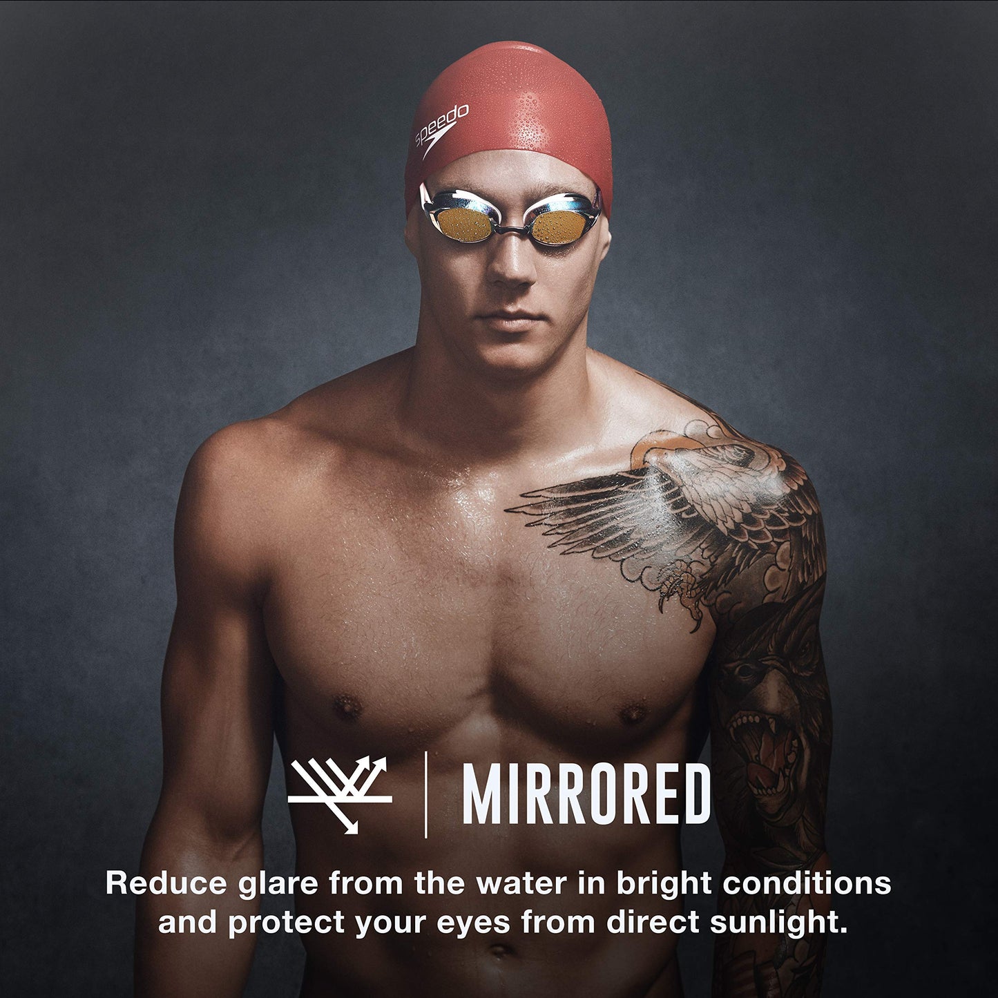 Speedo Unisex Adult Swim Goggles Mirrored Vanquisher 2.0 - Red, One Size Speedo