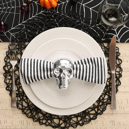 DII Halloween Napkin Rings Novelty Tabletop Décor Set, 3.25x2.25x3, Silver Skull, 6 Piece