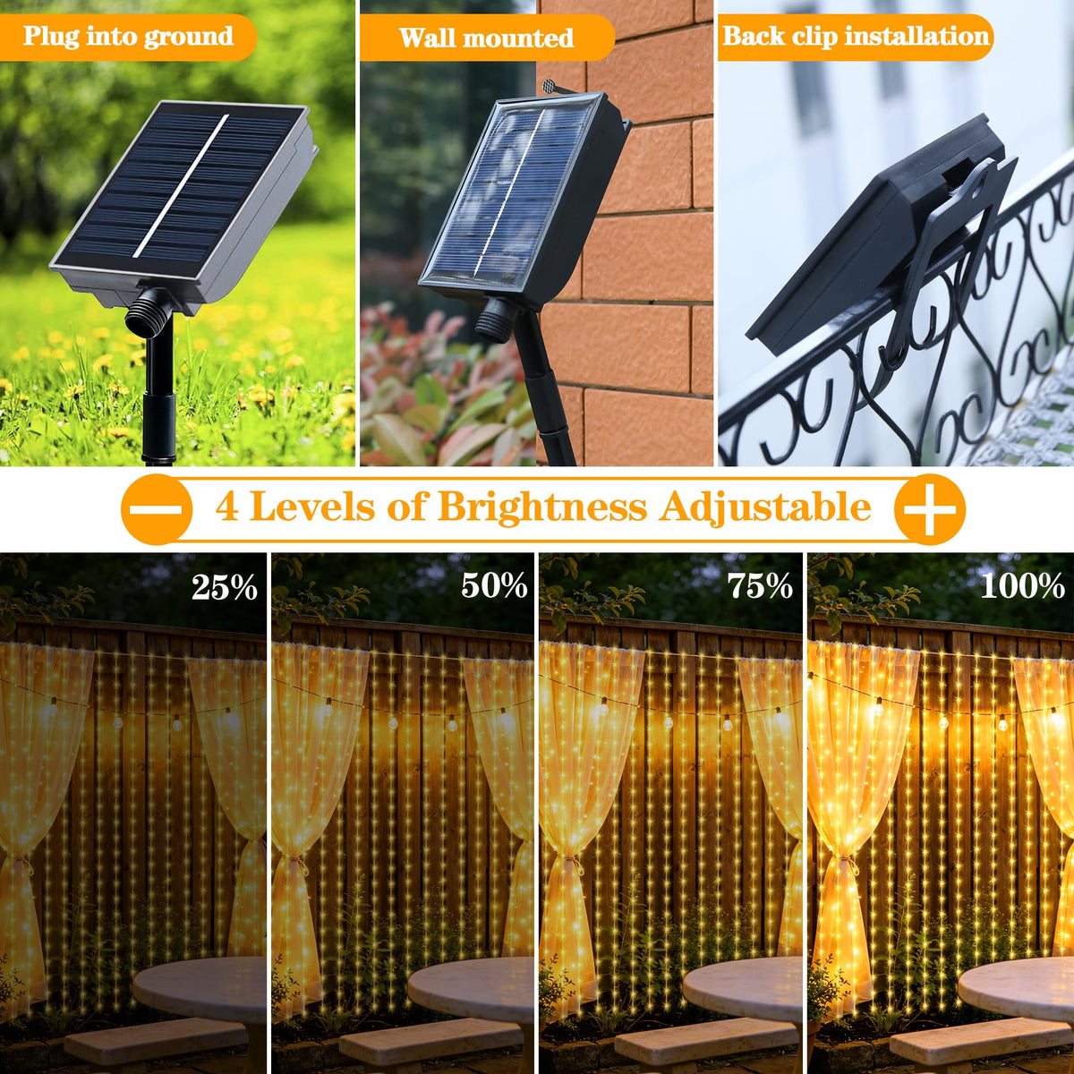 Solar Curtain Lights Outdoor, 300 LED Garden Fairy String Lights 🍁 All In One Marketplace Canada
