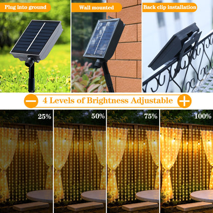 Solar Curtain Lights Outdoor, 300 LED Garden Fairy String Lights 🍁 All In One Marketplace Canada