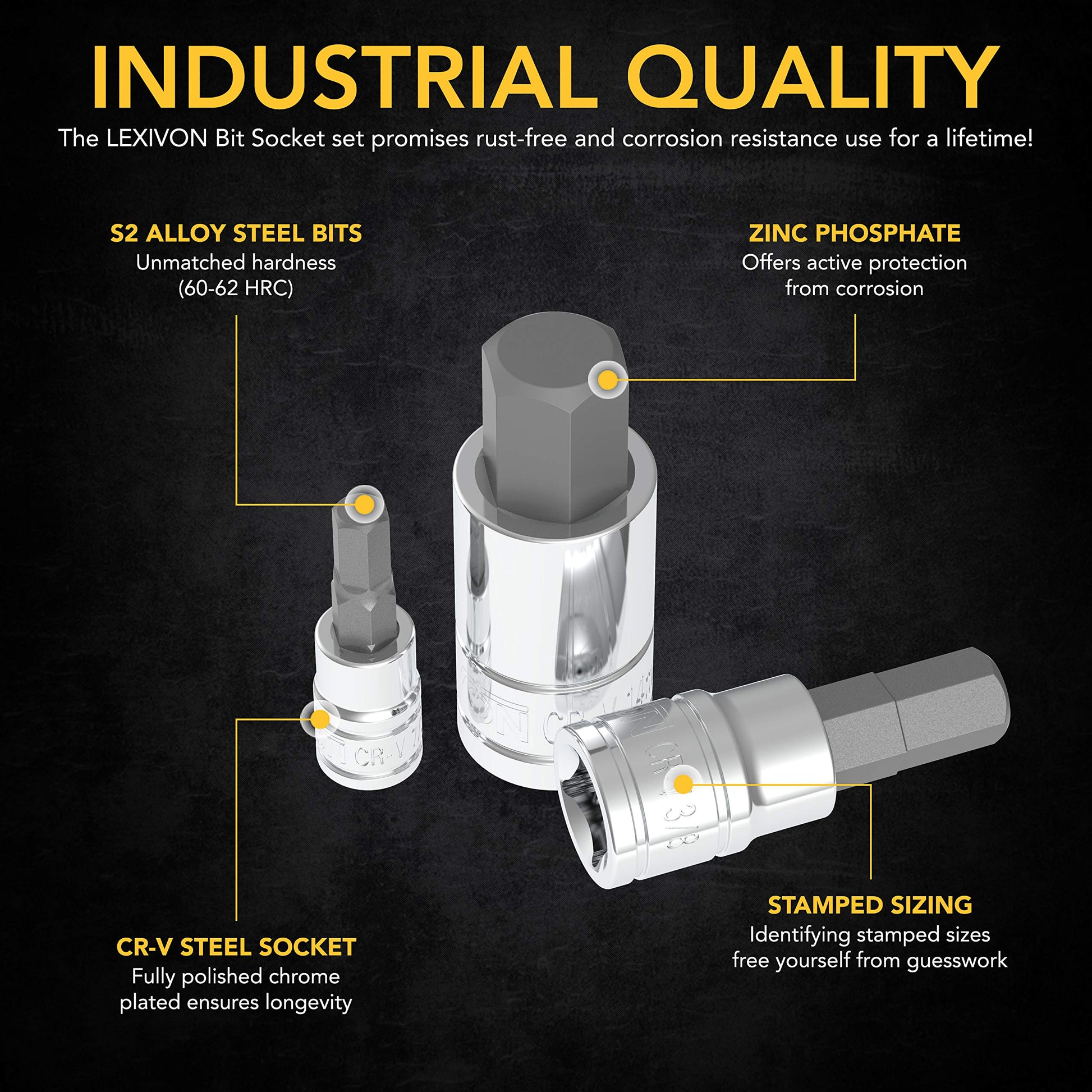 LEXIVON Master HEX Bit Socket Set, Premium S2 Alloy Steel | Complete 32-Piece, SAE and Metric Set | Enhanced Storage Case (LX-144) - Available at All In One Marketplace Canada