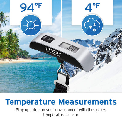 Etekcity Digital Hanging Luggage Scale, Portable Handheld, Suitcase Scale with Rubber Paint, Temperature Sensor, 110 Pounds - Available at All In One Marketplace Canada