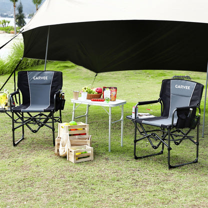 GarveeLife Oversized Camping Chair w/Side Table & Pocket,Outdoors, Black GarveeLife