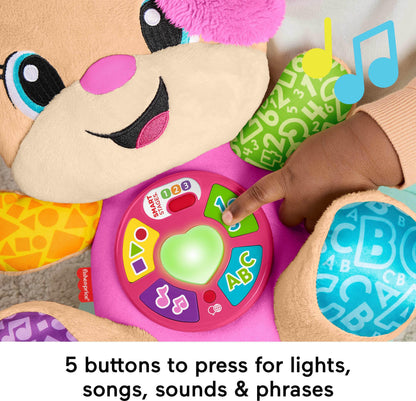 Fisher-Price Baby Learning Toy Laugh & Learn Smart Stages Sis Pink Musical Plush with Smart Stages for Infants Ages 6+ Months, Multilanguage Version - Available at All In One Marketplace Canada