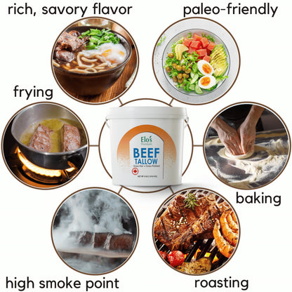 Elo's Premium Beef Tallow 4lb | Canadian-Sourced Rendered Beef Fat | Perfect for Cooking, Frying & Baking | Keto & Paleo Friendly
