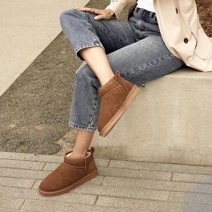 DREAM PAIRS Women's Mini Winter Snow Boots Genuine Suede,Chestnut,7.5 🍁 All In One Marketplace Canada