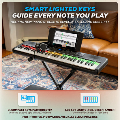 Alesis Teacher's Choice 61-Key Piano Keyboard Bundle with Light-up Keys