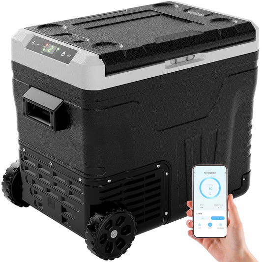 EUHOMY 12 Volt Refrigerator, 53QT(50L) Electric Cooler, Portable Freezer 12V/24V DC 100-240V AC, 12V Fridge -4℉~68℉, 12V Cooler with Wheels & 2 Baskets for Travel,Camping,Truck,Boat 🍁 All In One Marketplace Canada
