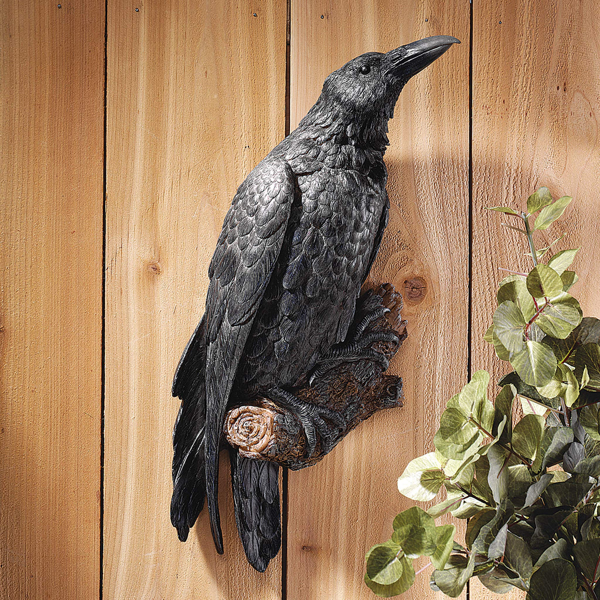 Design Toscano The Raven's Perch Halloween Gothic Decor Wall Sculpture, 46 cm, Polyresin, Full Color