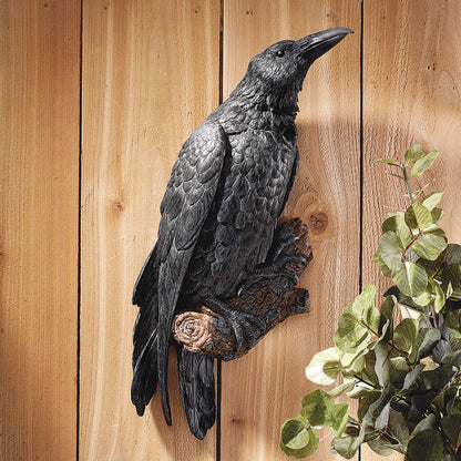 Design Toscano The Raven's Perch Halloween Gothic Decor Wall Sculpture, 46 cm, Polyresin, Full Color