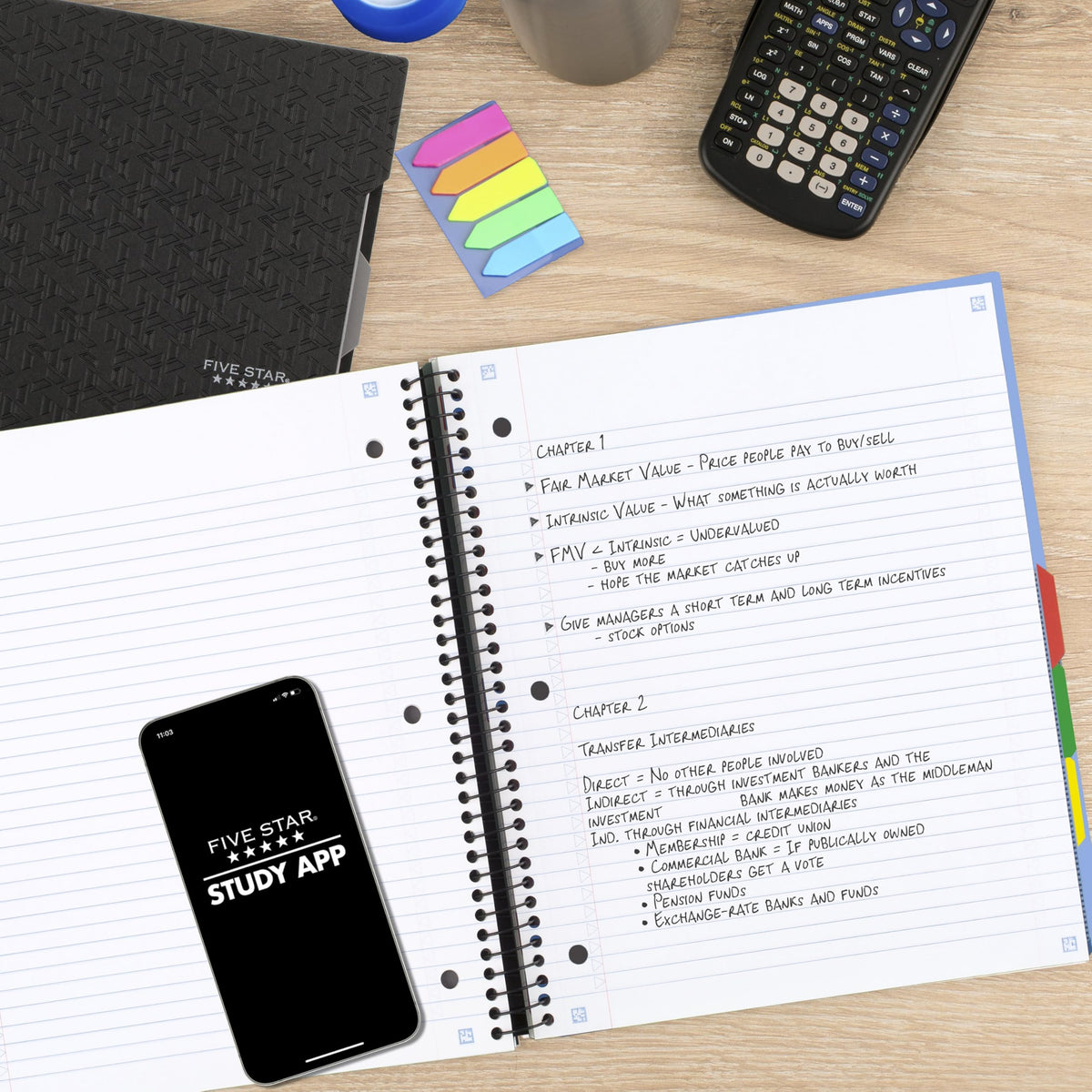 Five Star Advance Spiral Notebook-Standard Size, 5 Subject, College Ruled, 8.5 x 11 Inch Sheet Size, Blue (73150)