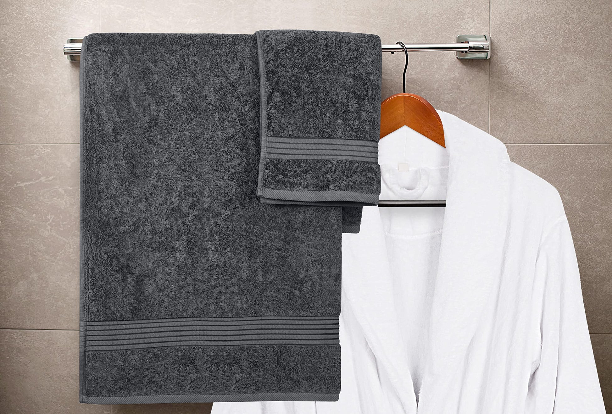 Utopia Towels 8 Piece Premium Towel Set, 2 Bath, 2 Hand, and 4 Washcloths,100% Ring Spun Cotton, Super Soft and Highly Absorbent, Grey